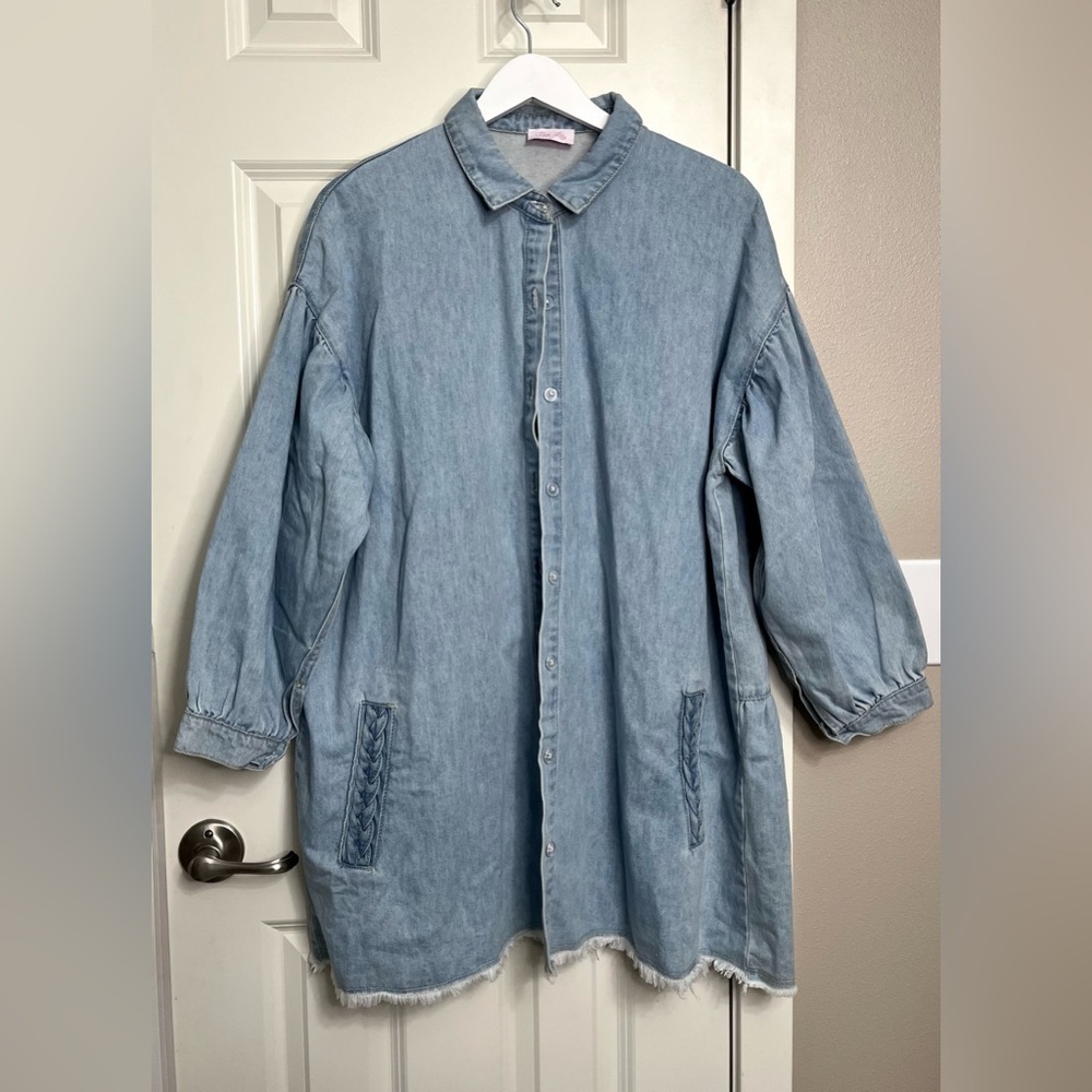 Pink Lily Long Sleeve Button Down Mini Dress NWOT